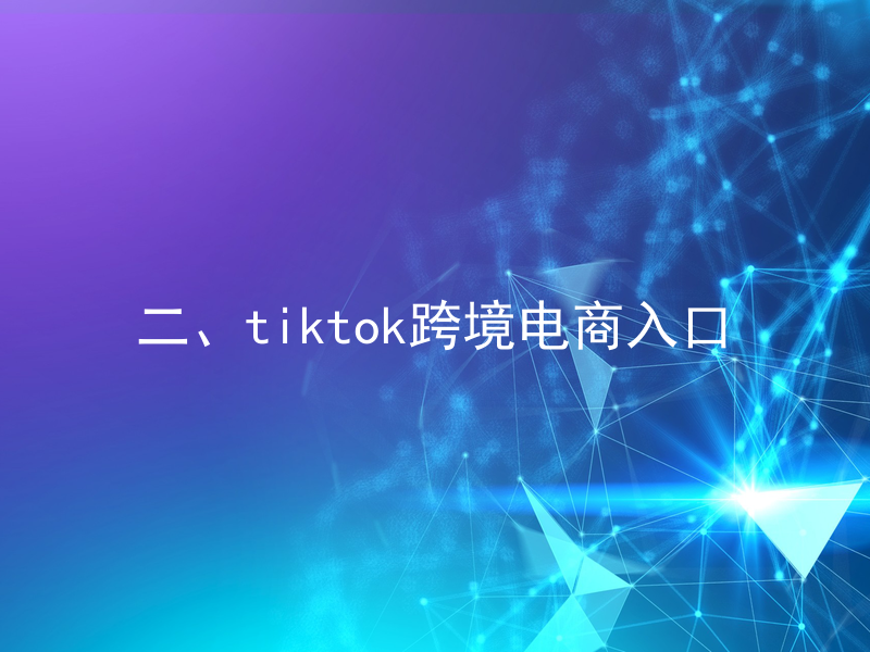 二、tiktok跨境电商入口