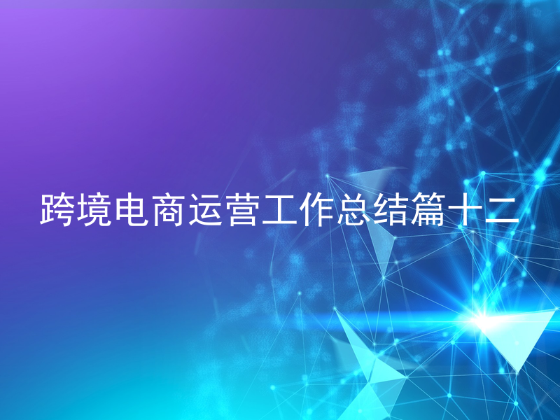 跨境电商运营工作总结篇十二