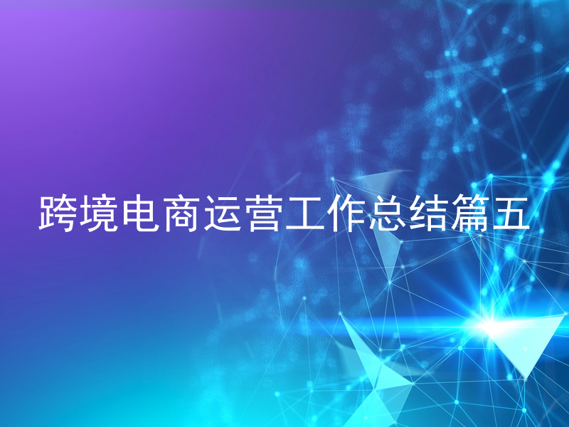跨境电商运营工作总结篇五