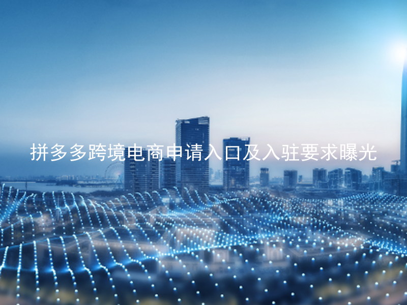 拼多多跨境电商申请入口及入驻要求曝光