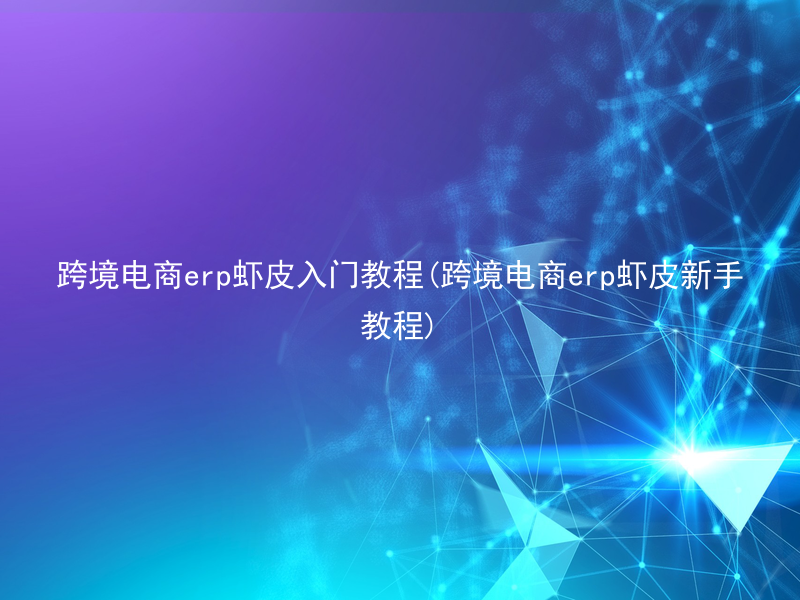 跨境电商erp虾皮入门教程(跨境电商erp虾皮新手教程)